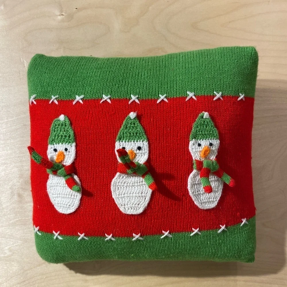 Festive Snowman Knit Pillow (OA)